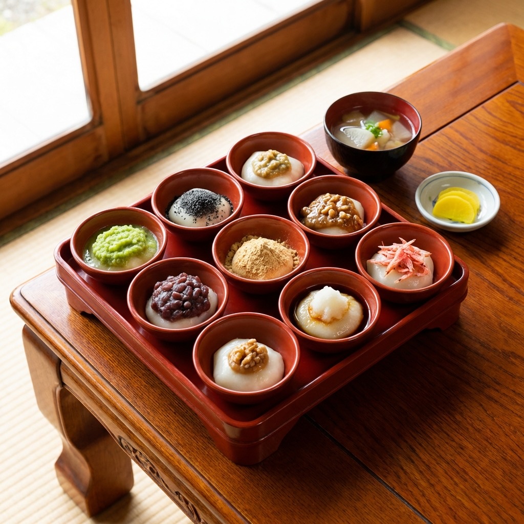 Famous Local Specialty: Hiraizumi Mochi Platter in Hiraizumi