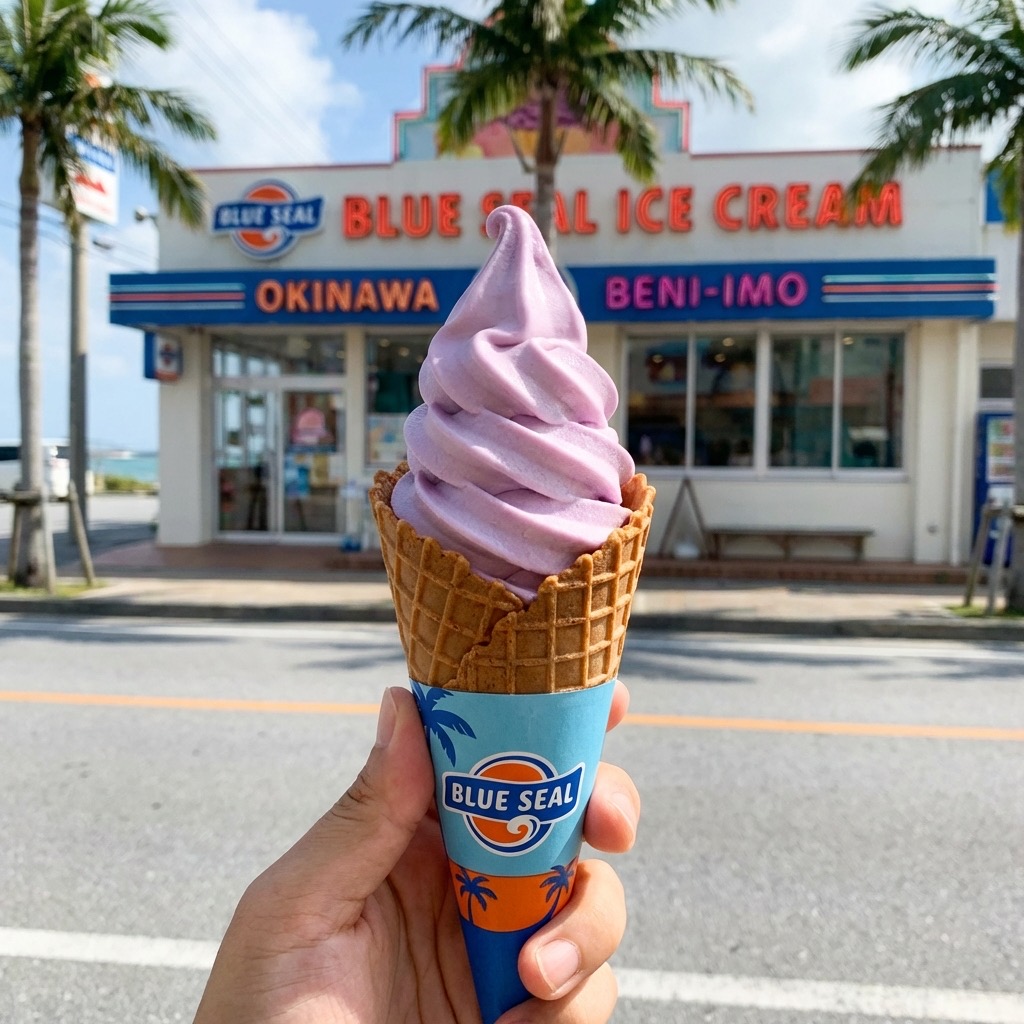 Famous Local Specialty: Beni-imo Soft Serve in Kokusai Dori
