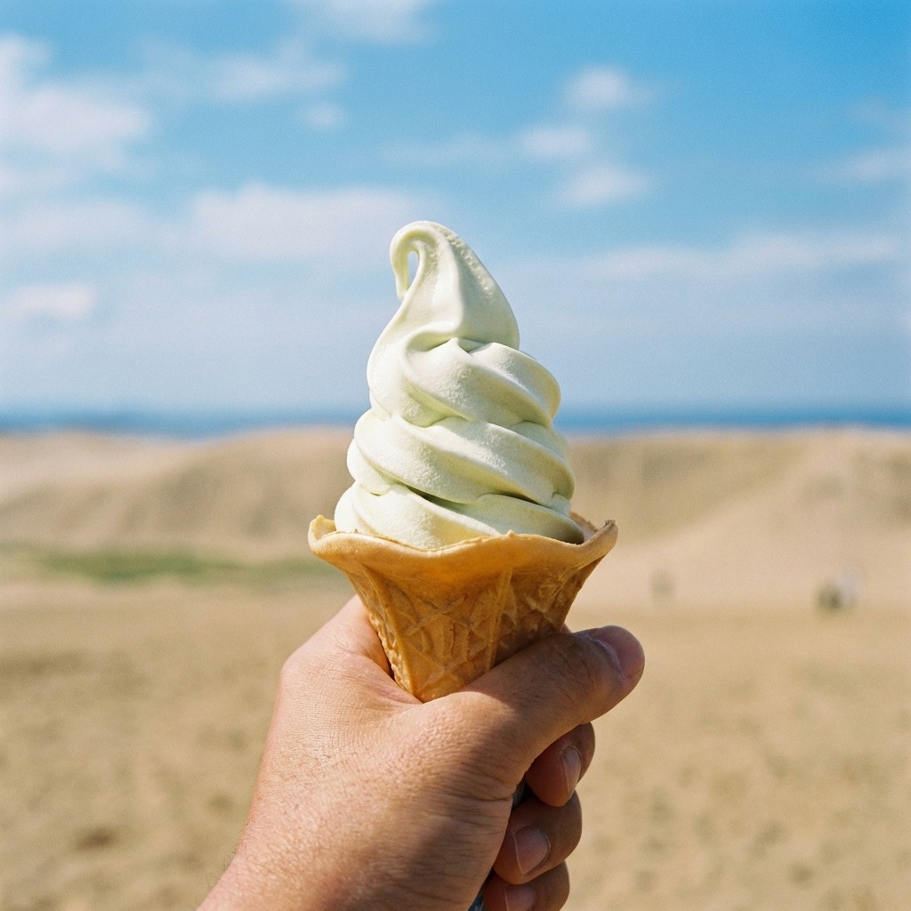 Famous Local Specialty: Nijisseiki Pear Soft Serve in Tottori Sand Dunes